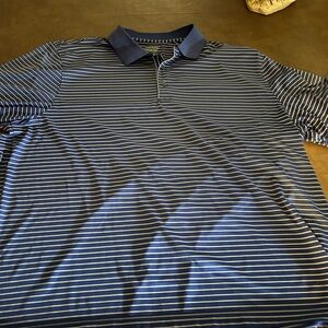 Izod Blue and White Striped Polo Shirt